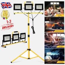 3 Head LED Flood Lights Tripod Stand Adjustable Camp Work Site Emergency Lamp UK