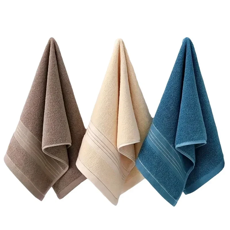 Serviette Visage Coton Pur Absorbante Marron Bleu Beige Séchage Rapide Neuf - Photo 2/4