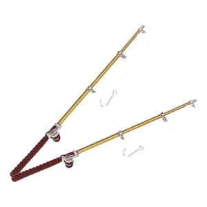 2 Pcs Miniature Fishing Rod Doll House Decor Fishing Pole Toy Set