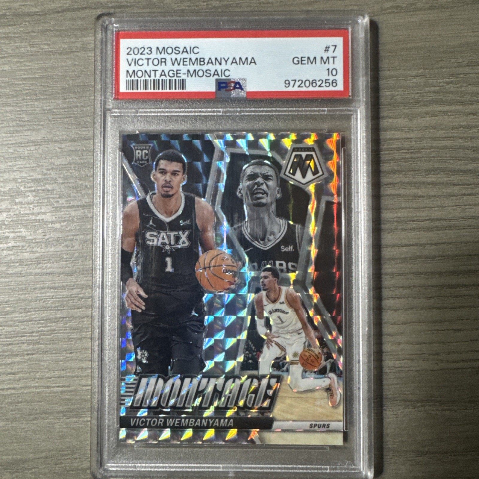 2023 Mosaic Montage Victor Wembanyama Mosaic Prizm RC PSA 10 GEM Spurs Rookie #7