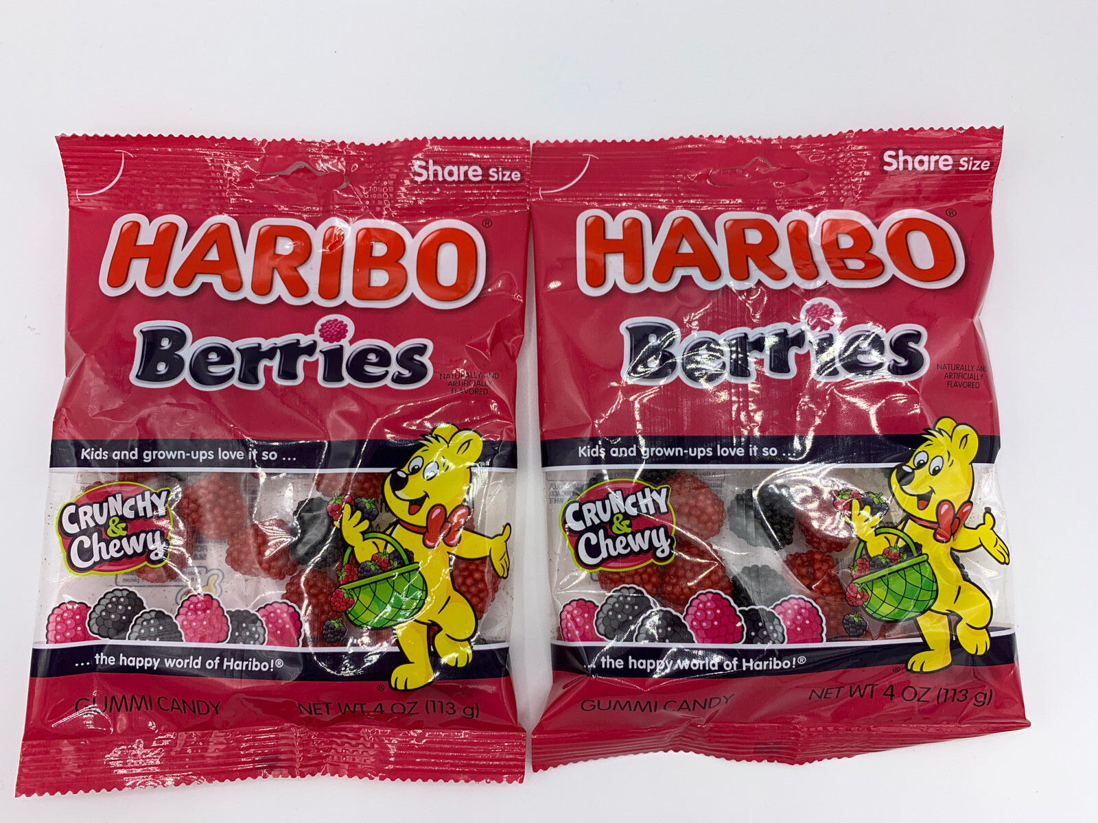 2 Bags Of Haribo Berries Red Black Gummy Candy Crunchy Chewy 4oz Bag Each Ebay