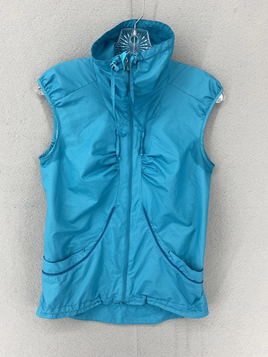 Lululemon Running Vest Womens Size 4 Blue Reflective Wet Dry Warm Full Zip