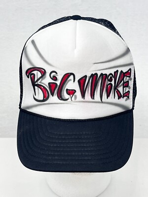 VINTAGE FOAM FRONT MESH BACK SNAP BACK HAT Nissin BLACK & WHITE   BIG MIKE 