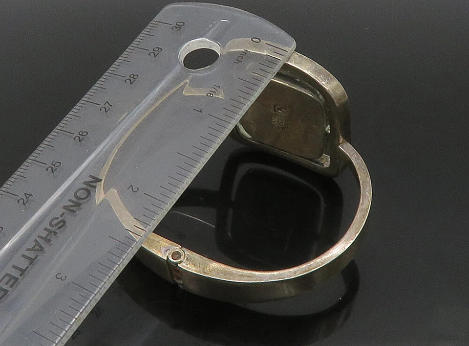 Brazalete Cuadrado DISEÑADOR MÉXICO 925 Plata Vintage Ojo de Tigre BT9208 Foto 3 de 4