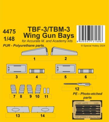 CMK 129-4475 - 1:48 TBF-3/TBM-3 Wing Gun Bays 1/48 for Accurate/Academy kits Neu