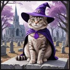 30 Custom Grey Tabby Cat Witch Personalized Address Labels