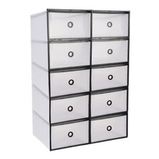 Periea Mary Clear Strong Plastic Shoe Storage Boxes Drawers Stackable, 2-10 Pack