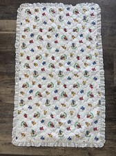Vintage Crib Bedding White Quilted Bears Rocking Horses Lace Trim
