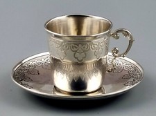 Mokkatasse 950er Silber Mocca Tasse Empire Dekor 19.Jh. Paris Frankreich  (123)