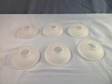 NOS Set of 6 Clear Satin Frosted Glass Lamp Bobeches Spiral Twist Design 3"