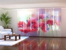 Foto-Schiebegardine gemalte Mohnblumen, Flächenvorhang mit Motiv, auf Maß