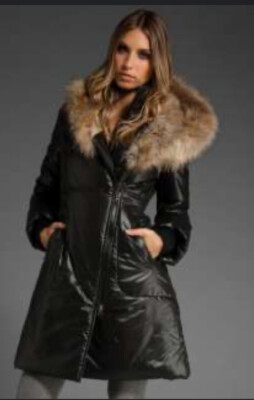 Mackage Large  Black Long Winter Coat with fur hood Authentic Excellent