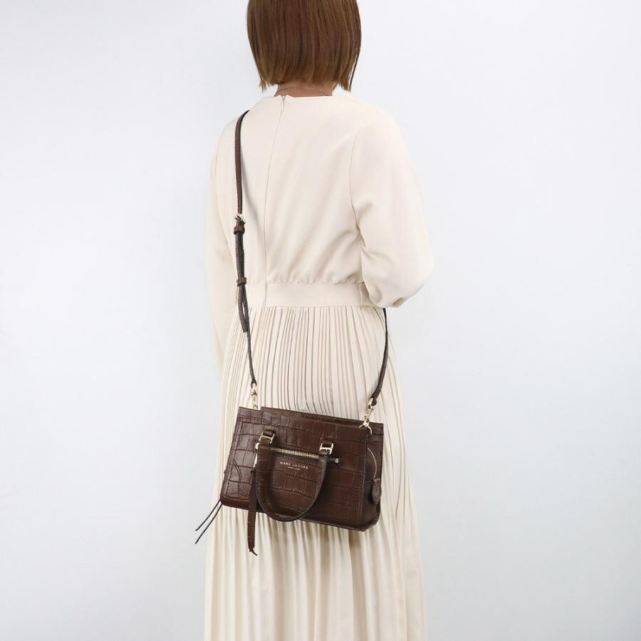 Marc Jacobs Croc Embossed Mini Cruiser Satchel Bag - Dark Brown