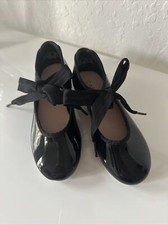 Capezio Bow's Tele Tone Tap Shoes Girls 10 1/2 M Black new