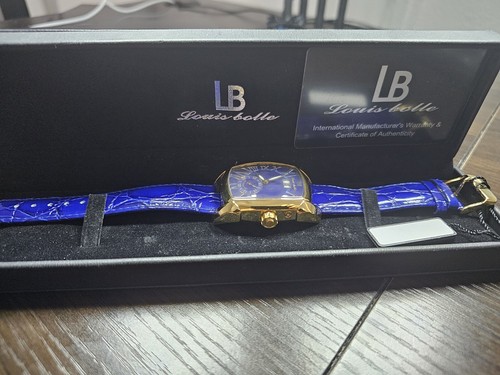New In Box Louis Bolle automatic watch with Blue Dial and Blue Leather Band - Picture 7 of 14