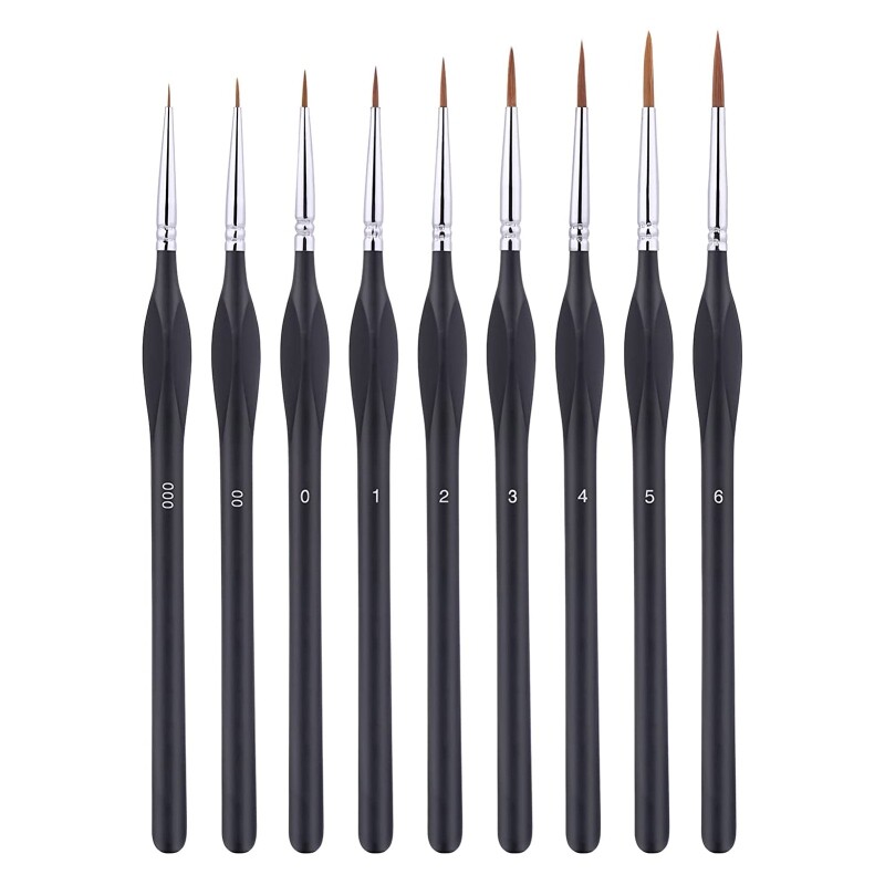 ARTEGRIA Detail Brush Set - 8 Miniature Brushes With Extra Fine Tip And