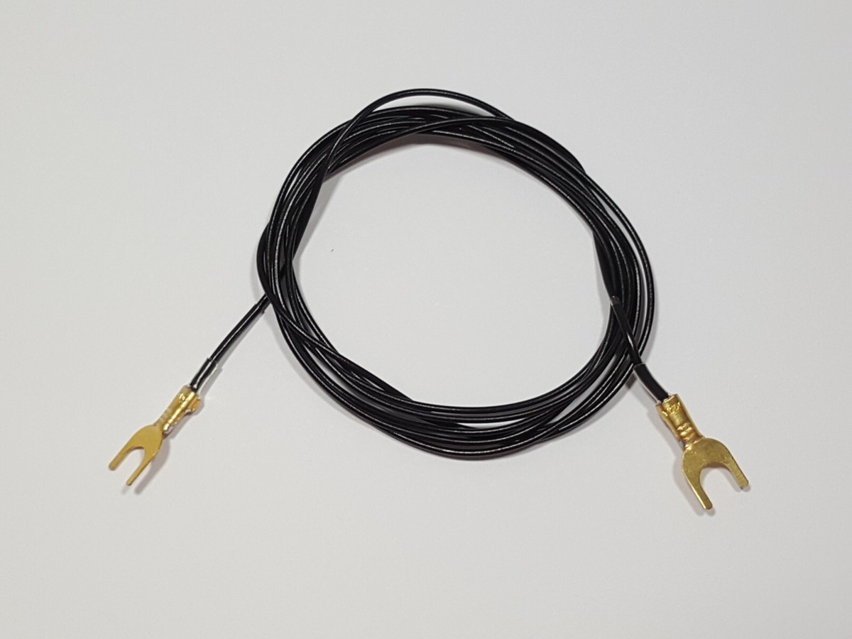 Cavo di messa a terra 50cm 1 x 0,50 mm2 per giradischi, dispositivi fonofonici e mixer con collegamento di massa, con forcella dorata, cavo di massa trasparente 0,50m