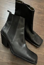 NEW GUESS Retro Y2K VINTAGE Leather ANKLE Boots Cowgirl Boho Square Western 6 36