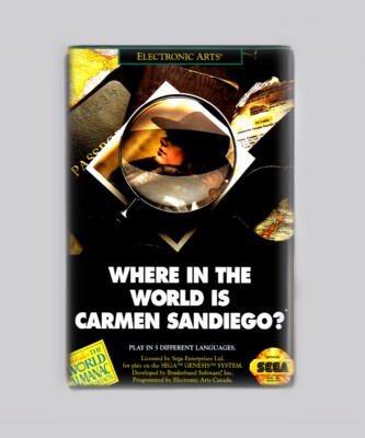 WHERE IN THE WORLD IS CARMEN SAN DIEGO SEGA GENESIS 2''x3'' FRIDGE MAGNET box game