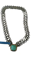 David Yurman RARE Double Chain Turquoise Necklace 925 & 18k Gold