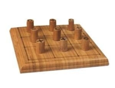 Bamboo Decorative Table Top Tic Tac Toe Game 3x3 Unique Gift Idea