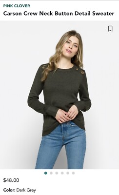 carson crew neck button detail pullover