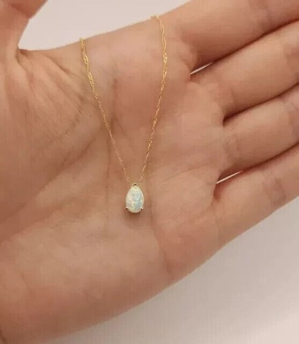 2Ct Pear Cut Simulated Fire Opal Women's Pendant Chain In 14k Yellow Gold Plated
