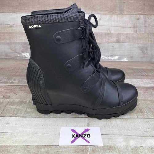Sorel Womens Black Joan Rain Wedge 