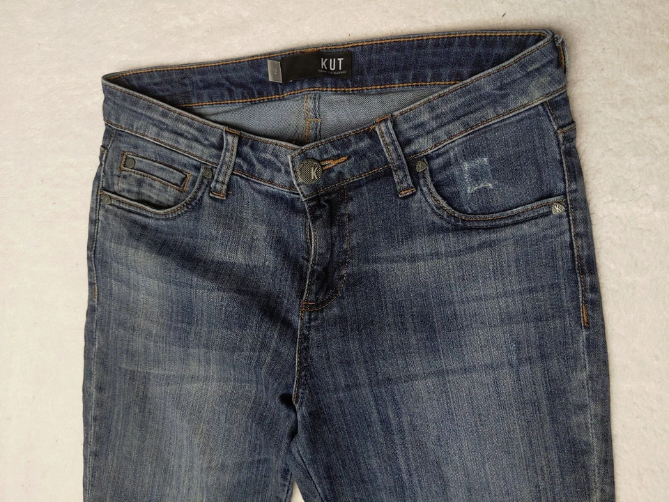 Kut from the Kloth Catherine Boyfriend Womens 2 Blue Jeans Bees Outseam Roll - Image 3 of 4