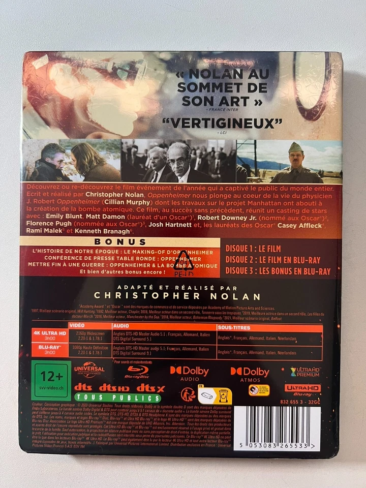 Oppenheimer w. Steelbook (4K UHD + Blu-ray, EU Import, Region Free) *NEW/SEALED* - Image 2 of 3
