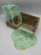 NEW napkins 10 reuseable baby wipes flannel cloth fabric lemons lemonade drinks