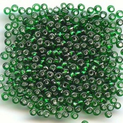 1/4 POUND VINTAGE GLASS EMERALD FOILED LINED 10/0 SEED BEADS 1717