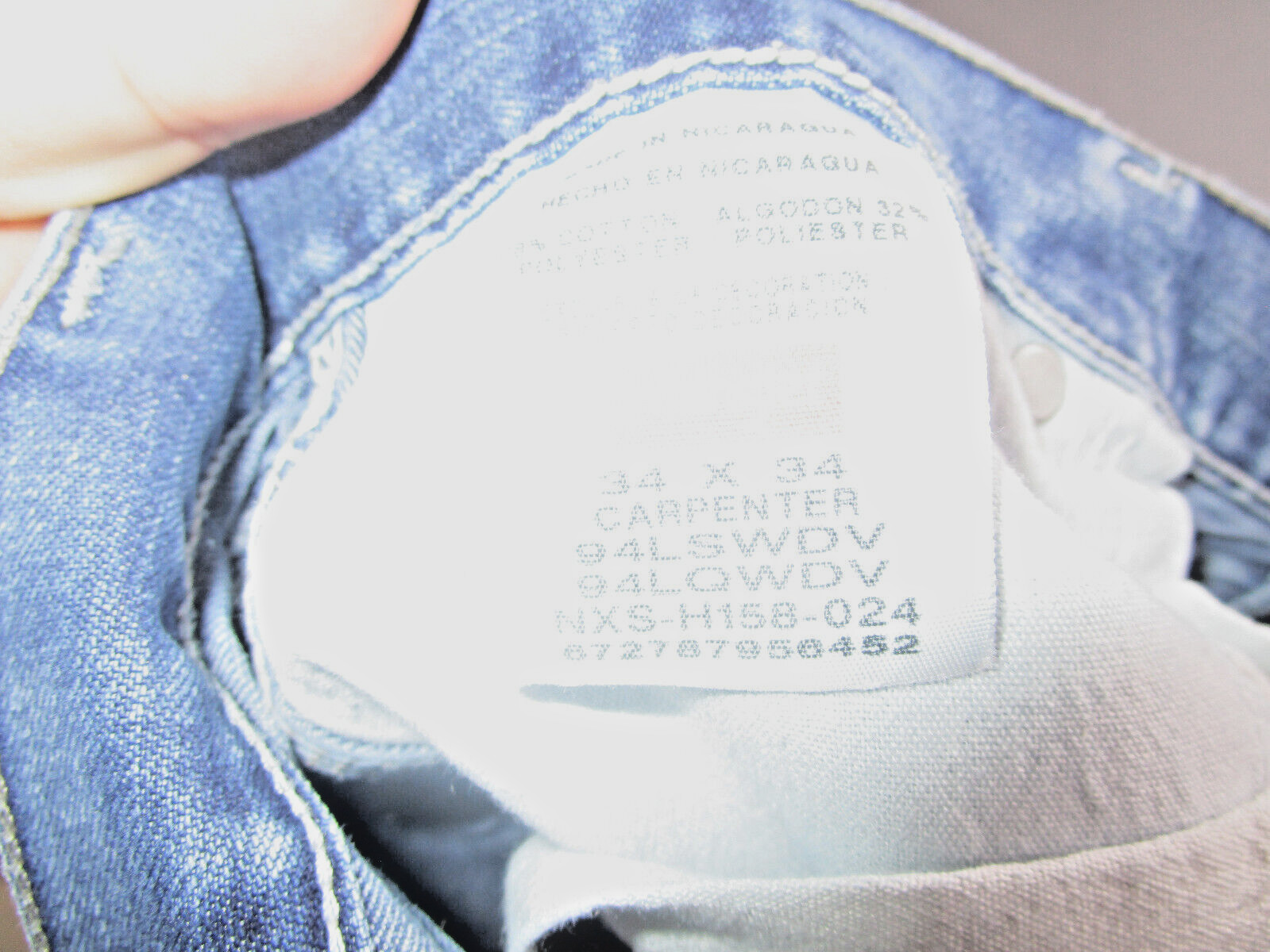 Wrangler Jeans Men 34x34 Blue Carpenter Hammer Loop Medium Wash Denim Workwear