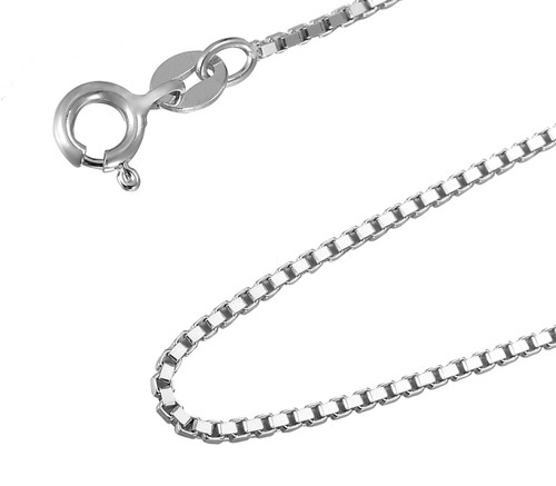 Mens Women's 10K White Gold Box Chain 