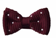 NEW Polka Dot Bow Tie Burgundy White Pre-Tied Men's