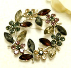 Floral Brooch Colorful Crystal Rhinestone