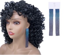 Blu Sfumati Orecchini In Cristallo di Strass Lunghi 13cm Pendenti da Donna