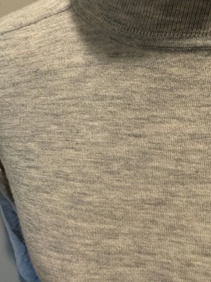 Barney's Co Op 高领米色灰色混色羊绒混纺长毛衣,尺寸 L — 第 3/4 张图片