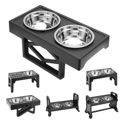 Adjustable Large Double Bowl Dog Cat Feeder Elevated Raised