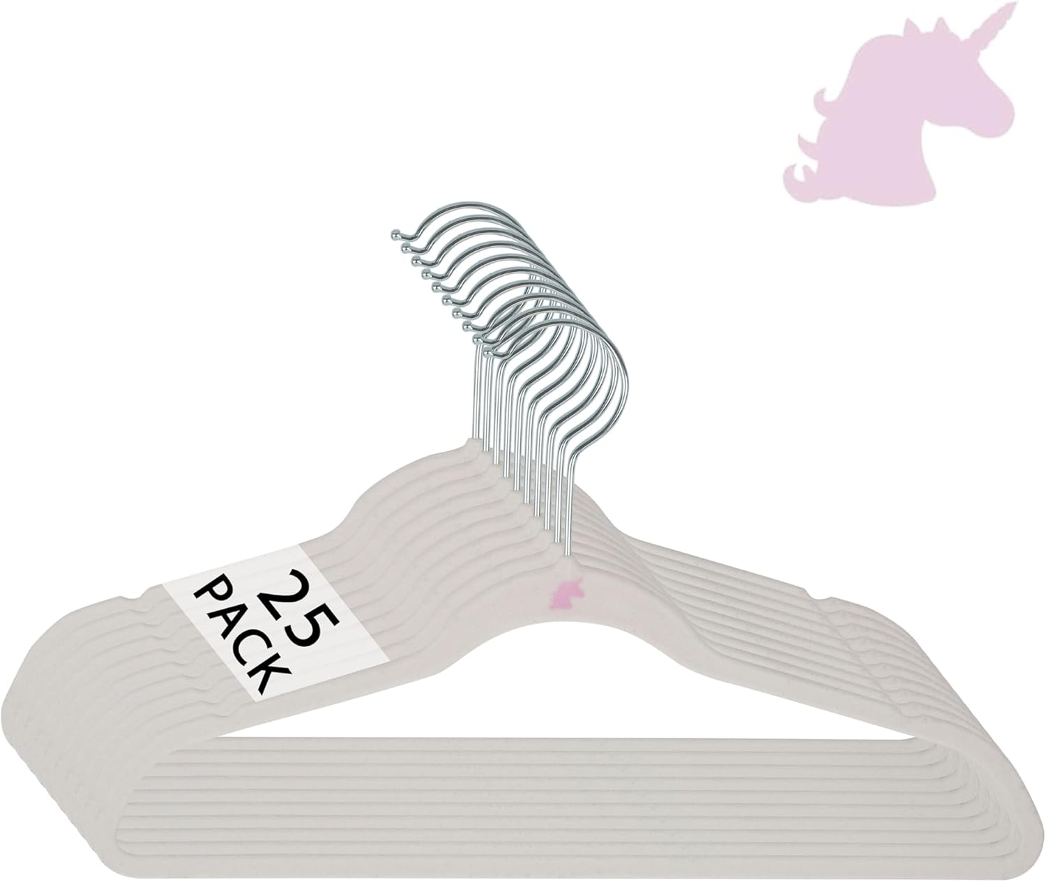 25 Pack Kids Velvet Hangers | Slim | Non-Slip Design | Space Saving | Childrens