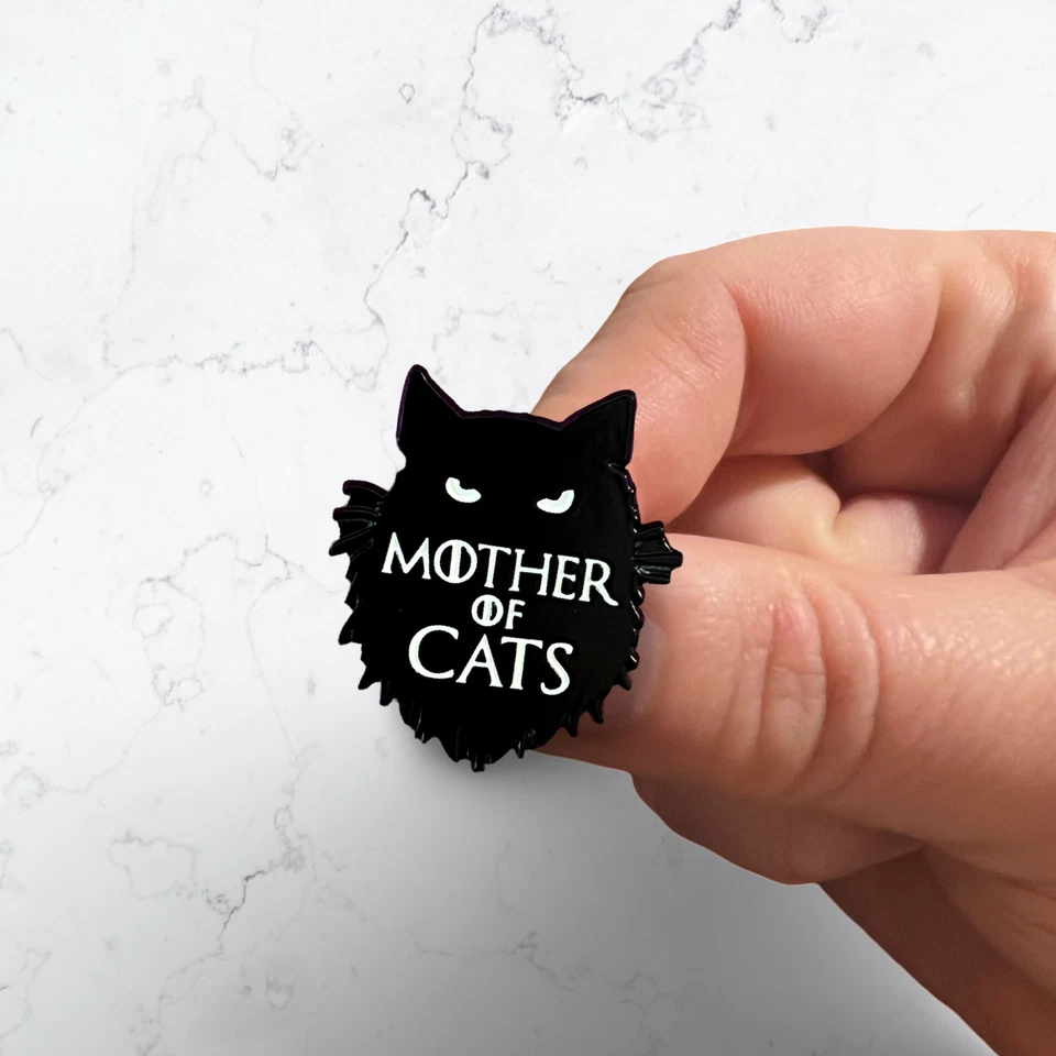 Mother of Cats Enamel Pin – Gothic Black Cat Badge | Game of Thrones Parody Gift - Image 2 of 4