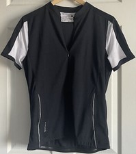 SERFAS Half Zip Short Sleeve Cycling Jersey Top Women's Black White Sz Large