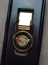 CORVETTE COLLECTOR ED. GOLD CHROME MONEY CLIP GIFT BOX FLIP STYLE NOS QUALITY