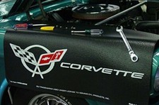 Fender Gripper Protective Black Fender Cover Mat Chevrolet C5 Corvette Flag Logo