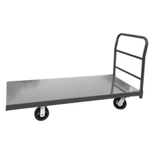 2000lbs 40"/60" Platform Truck w/Steel Deck, 6" Rubber Casters with Ergo Handle