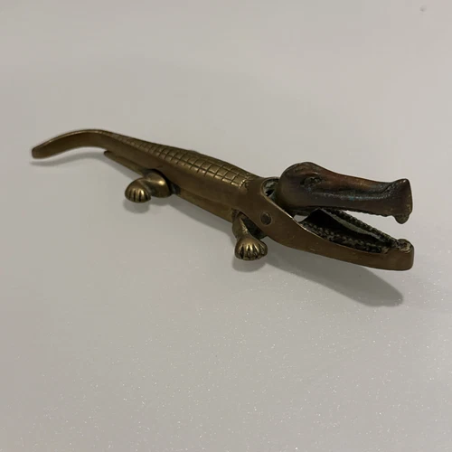 Brass Crocodile Nutcracker Vintage Fast Post Nut Cracker Opener - Picture 1 of 8