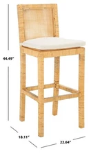 Safavieh TOJO CANE BAR STOOL W/ CUSHION, Reduced Price 2172763199 BST6503A