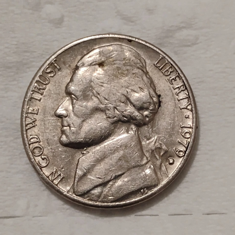 1979 d jefferson nickel with errors on obv and rev filled in mint mark and rev r - Image 4 of 4