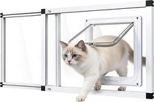 Full Glass Cat Door for Window,32"-37" Adjustable Width,1-Min Install  4 Lockin