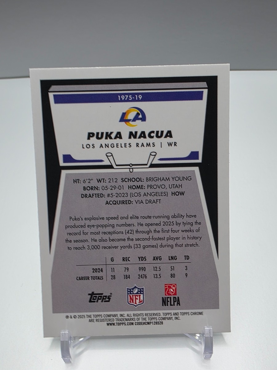2025 Topps Chrome NFL Puka Nacua #1975-19 Silver Refractor Rams | eBay